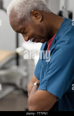 Side view of doctor in hospital Stock Photo