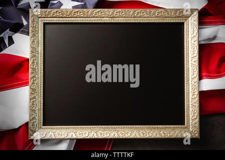 Blank frame on American flag background Stock Photo