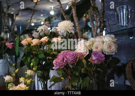 Beautiful flowers in shop Stock Photo