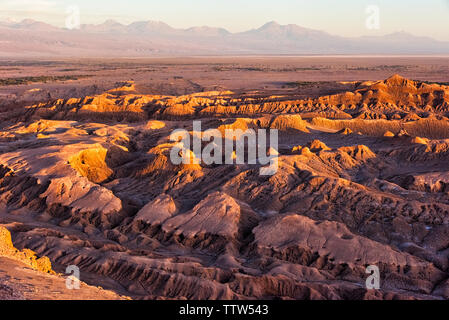 Valle de la Luna (Moon Valley) at sunset, San Pedro de Atacama, Antofagasta Region, Chile Stock Photo