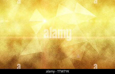 Abstract gold background, metal triangle. Hot background. Glowing, polygonal geometric background. Low poly style Stock Photo