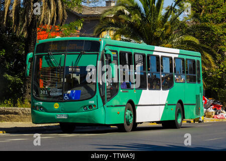 SANTIAGO, CHILE - OCTOBER 2014: A public transport bus near Mapocho station Stock Photo