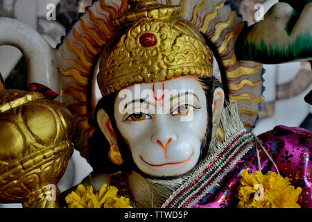 Marble idol of Lord Hanuman in Temple at Sai Dwarka, Dapoli, Maharashtra, India Stock Photo