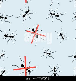 Seamless graphic pattern for packaging from ants on a light background Stock Vector