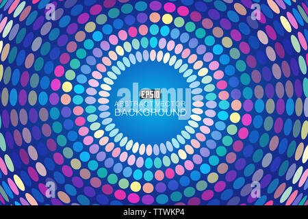 Color dots form rotating radial abstract background Stock Photo
