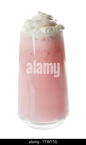 Strawberry milk shake on white background Stock Photo