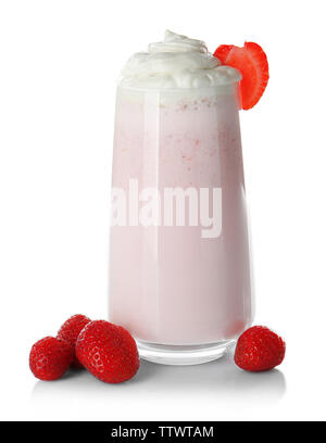 Chocolate vanilla strawberry milk shake milkshake collection straw in a cup  isolated on a white background Stock Photo - Alamy