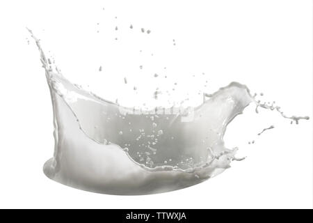 pourin milk splash isolated on white background Stock Photo