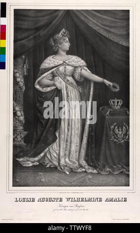 Louise Auguste Wilhelmine Amalie Queen of Prussia, lithograph by J. C. Schall based on a painting by Karl Palzow, Additional-Rights-Clearance-Info-Not-Available Stock Photo
