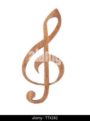 Wooden clef isolated on white Stock Photo