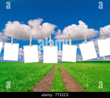 Blank films hanging on a rope Stock Photo