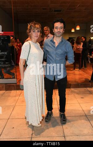 Spanish director RODRIGO SOROGOYEN with Spanish actress MARTA NIETO attend at 4th Athens' Hispanic Film Festival.  Premiere of the film 'The Realm' by Goya award-winning director Rodrigo Sorogoyen, who impressed us with his last film 'May God Save Us'. Stock Photo