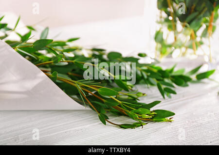 Green eucalyptus branches, closeup Stock Photo