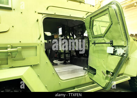 Special armored military vehicle at exhibition Stock Photo