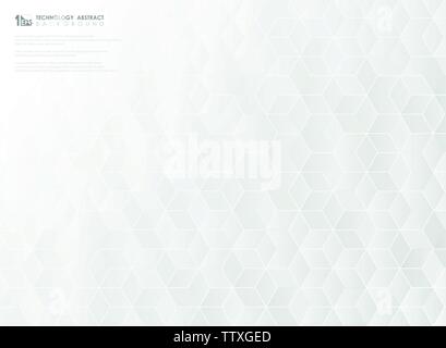 Abstract gradient white and gray hexagonal geometric pattern paper cut ...