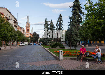 Mukacheve - Ukraine, JULY 26, 2009: Center of the city Mukacheve, Transcarpathians region Stock Photo