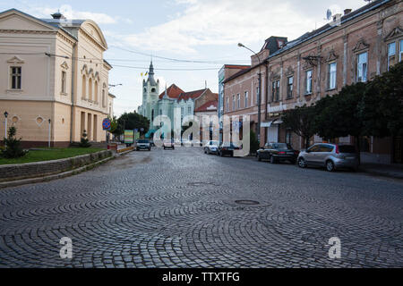 Mukacheve - Ukraine, JULY 26, 2009: City hall of Mukacheve. Center of the city Stock Photo