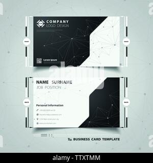 Abstract black and white technology name card template design. You can use for business name card of corporate, company staff label, artwork template. Stock Vector