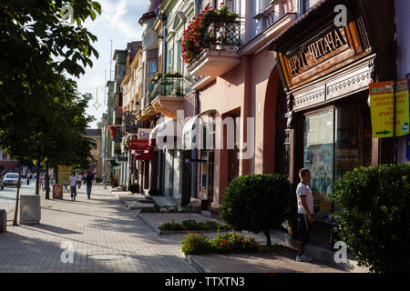 Mukacheve - Ukraine, JULY 26, 2009: Center of the city Mukacheve, Transcarpathians region Stock Photo