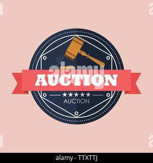 Auction badge design. Flat style vector illustration Stock Vector