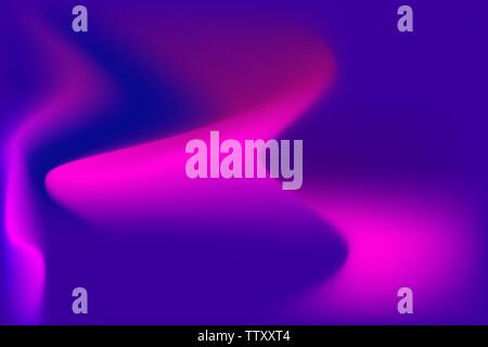 abstract fantasy background with wavy purple pink color gradients and light trails on blue background Stock Vector