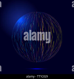 Color line composition three-dimensional sphere, abstract background Stock Photo