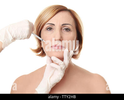 Hyaluronic acid injection for facial rejuvenation procedure Stock Photo