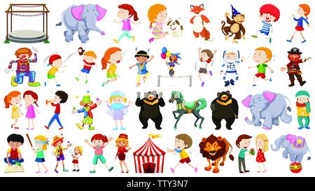 Large Circus themed set illustration Stock Vector