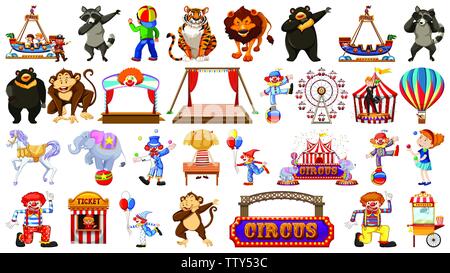 Large Circus themed set illustration Stock Vector