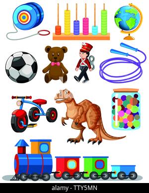 Set of different toys illustration Stock Vector