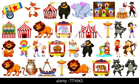 Set of circus object illustration Stock Vector