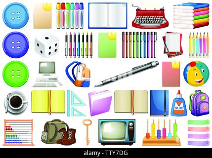 Large set of sationary illustration Stock Vector