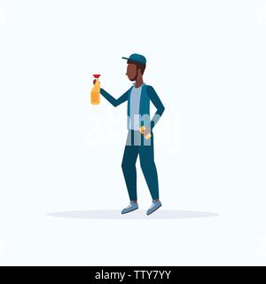 Cleaning spray plastic bottle spraying out flat vector illustration on ...