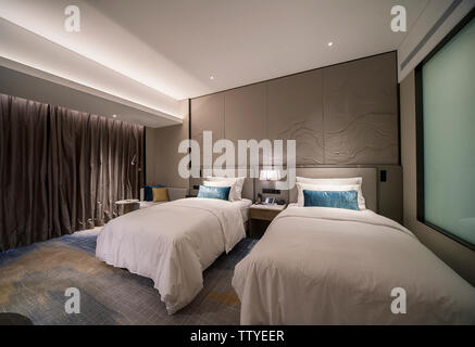 Five-star hotel double standard model room Stock Photo