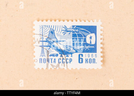 CCCP - CIRCA 1966: A stamp printed in the CCCP shows technology from the CCCP, circa 1966 Stock Photo