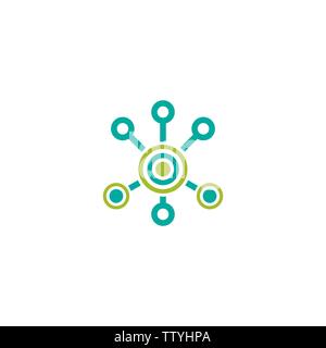 Hub network connection line icon isolated on white. Tech or technology logo. Server or central database button. Stock Vector
