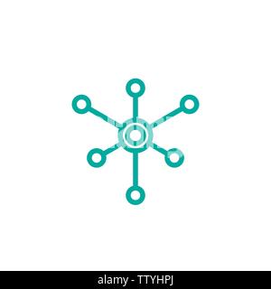 Hub network connection line icon isolated on white. Tech or technology logo. Server or central database button. Stock Vector