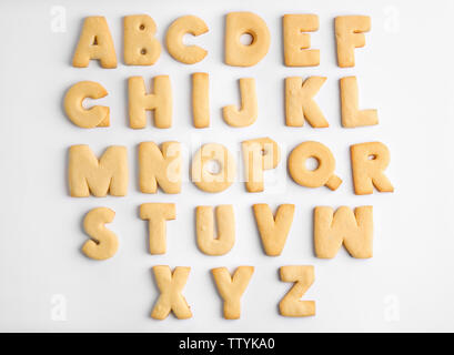 Cookie alphabet on white background Stock Photo