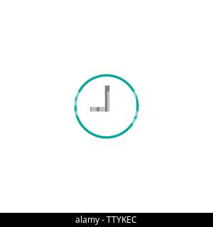 blue clock with grey arrows. Flat line icon isolated on white. Stock Vector