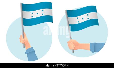 Honduras flag in hand. Patriotic background. National flag of Honduras  illustration Stock Photo