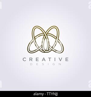Luxury Line Vector Logo Circle Icon Design. Stock Vector