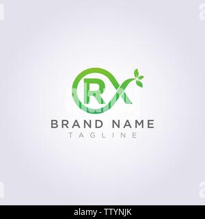 Logo Vector Leaf Icon Design RX Letter Symbol. Stock Vector