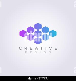 Vector Logo Design Symbol Hexagon icon are arranged. Stock Vector