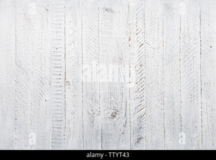 White wood texture. Wood background rustic painted and worn. Wooden table or wall top view. Stock Photo