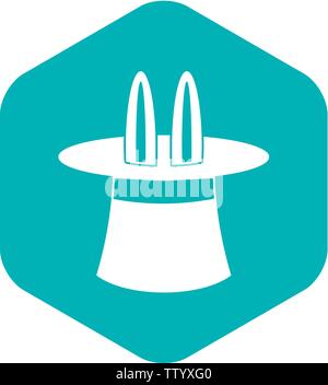 Rabbit ears appearing from a top magic hat icon Stock Vector