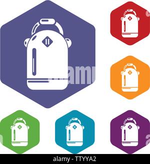 Backpack schoolgirl icons vector hexahedron Stock Vector