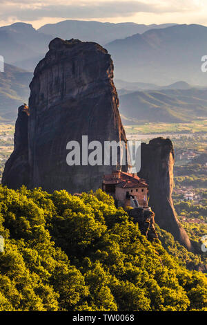 Greek orthdox monastery builded on the top of a rock Stock Photo