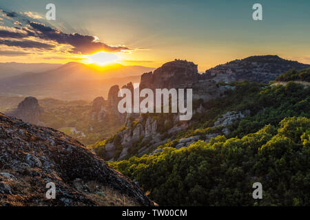 Greek orthdox monastery builded on the top of a rock Stock Photo