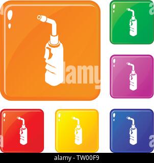 Avto welding torch icons set vector color Stock Vector