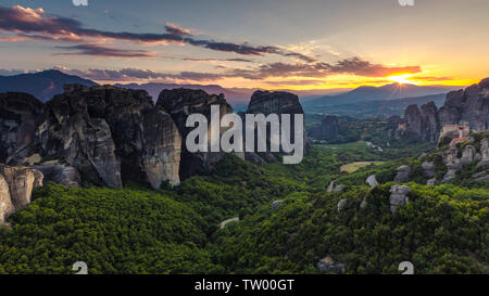 Greek orthdox monastery builded on the top of a rock Stock Photo